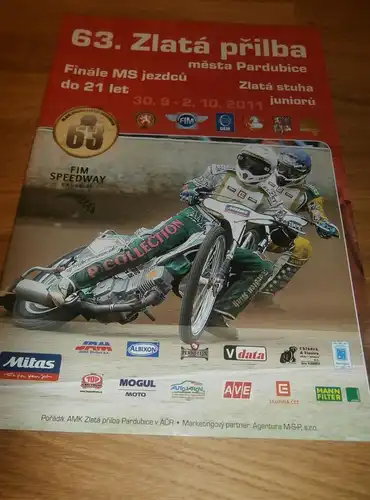 Speedway , Zlata Prilba Pardubice 2011 , Rennprogramm , Programmheft , program