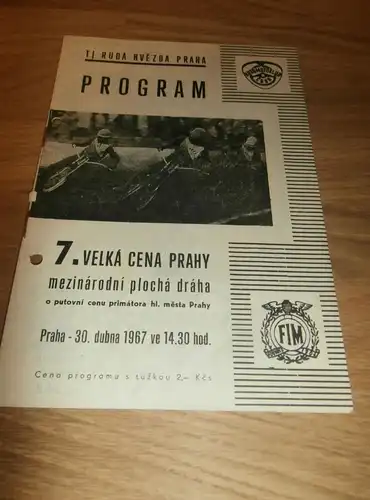 Speedway , Prag 30.04.1967 , Rennprogramm , Programmheft , program !!!