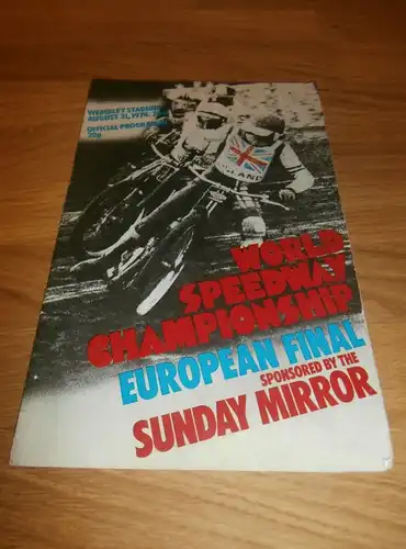 Speedway , Wembley 31.08.1974 , WM , Rennprogramm , Programmheft , program