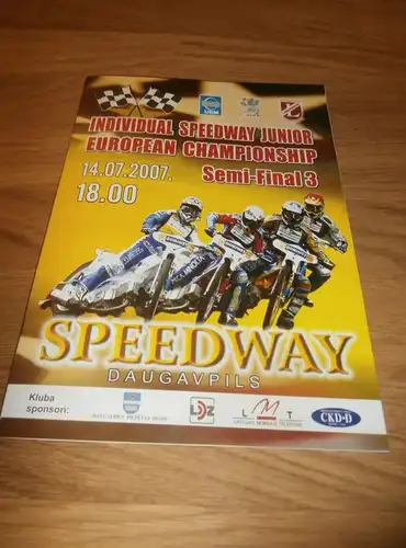 Speedway , Daugavpils 14.07.2007 , EM , Rennprogramm , Programmheft , program