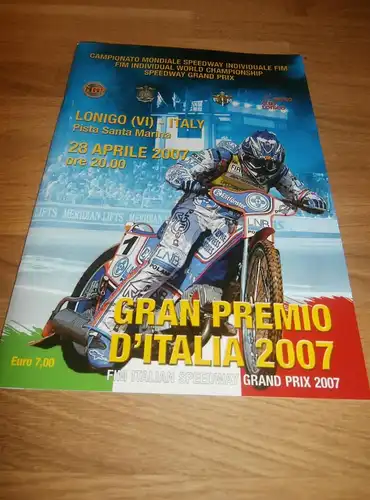 Speedway , Lonigo 28.04.2007 , WM , Rennprogramm , Programmheft , program