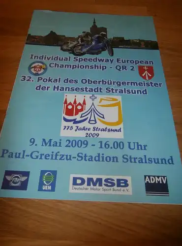 Speedway , Stralsund 9.05.2009 , EM , Rennprogramm , Programmheft , program