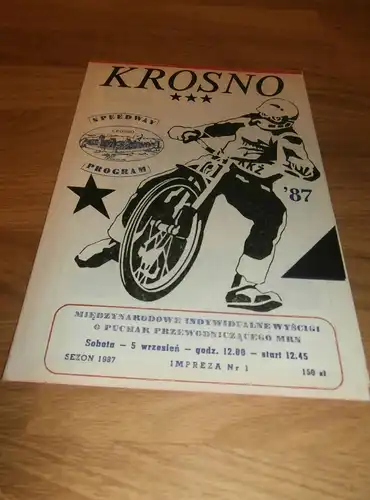 Speedway , Krosno 5.09.1987 , Rennprogramm , Programmheft , program