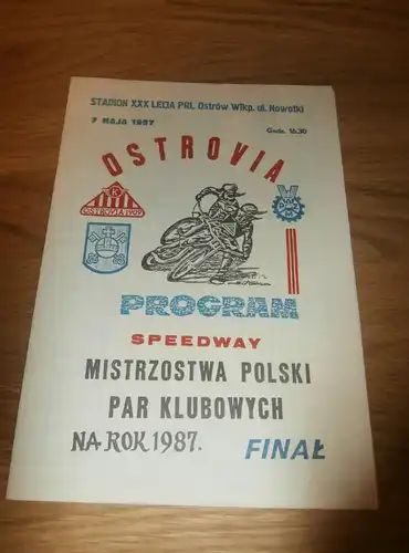 Speedway , Ostrow 7.05.1987 , Rennprogramm , Programmheft , program
