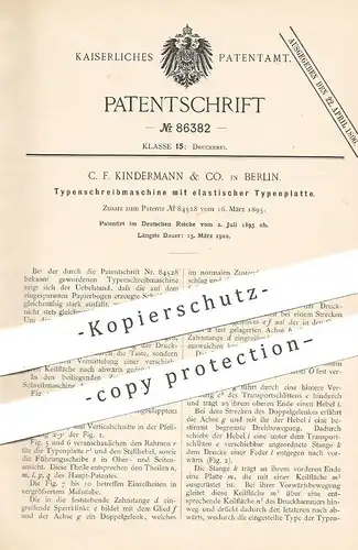 original Patent - C. F. Kindermann & Co. , Berlin , 1895 , Typenschreibmaschine | Schreibmaschine | Druck , Buchdruck !