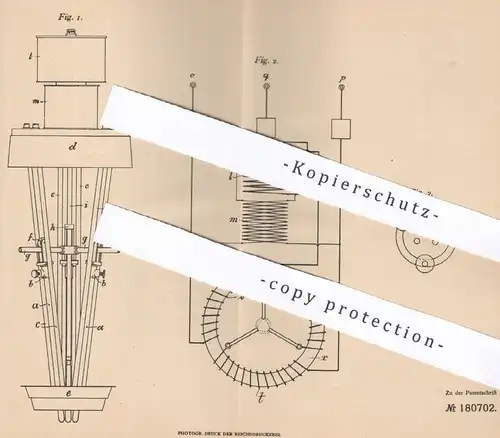 original Patent - Tito Livio Carbone , Berlin , 1905 , Dreiphasenbogenlampe | Bogenlampe , Brenner , Elektroden , Strom