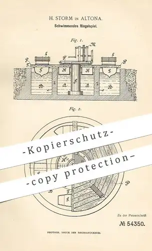 original Patent - H. Storm , Hamburg / Altona , 1890 , Schwimmendes Ringelspiel | Spiel , Spielzeug | Wasserspielzeug