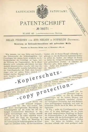 original Patent - Mikael Pedersen , Jens Nielsen , Roeskilde  Dänemark 1885 | Schleudermaschine , Schleuder | Zentrifuge