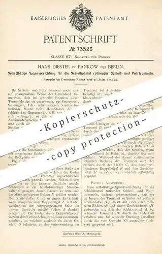 original Patent - Hans Diester , Berlin / Pankow 1893 | Spannvorrichtung f. Schleifmaschine , Poliermaschine | Schleifen