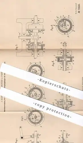 original Patent - J. Julien & Ch. Dufour , Paris , Frankreich , 1892 , Ausrücker für Hohlzylinder - Kupplung | Eisenbahn