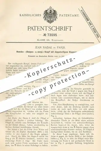 original Patent - Jean Nadal , Paris , Frankreich , 1893 , Knopf für Hemden  | Knöpfe , Schneider , Bekleidung | Mode