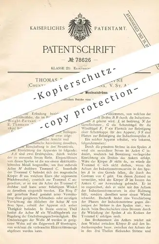 original Patent - Thomas Duncan , Fort Wayne , County Allen , Indiana USA , 1893 , Elektrizitätszähler für Wechselstrom