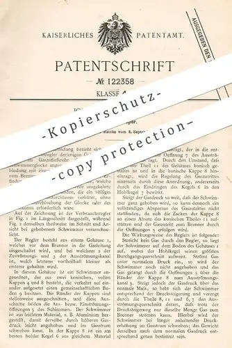 original Patent - Johann Bohr , Wien , Österreich , 1900 , Gasverbrauchsregler | Gas , Brenner , Gasmotor , Motor !!