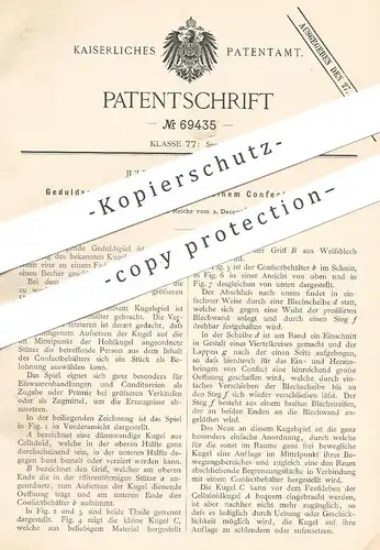 original Patent - Jules Oury , Brüssel , Belgien , 1892 , Geduldsspiel | Spielautomat mit Konfekt | Spiel , Kugelspiel