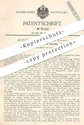 original Patent - August Stigler , Mailand , Italien , 1893 , Pendel - Fangvorrichtung für Fahrstuhl | Aufzug , Hebezeug