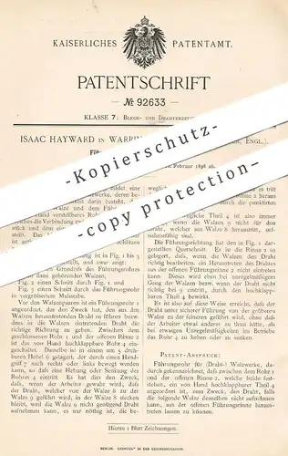 original Patent - Isaac Hayward , Warrington , Lancaster , England , 1896 , Rohr für Walzwerk | Walze , Walzen , Rohre