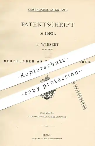 original Patent - E. Wiesert , Berlin 1880 | Kaffeemaschinen , Kaffeemaschine | Kaffee , Kocher , Kessel , Coffee , Café