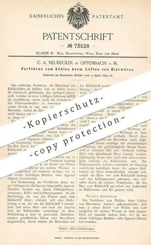 original Patent - C. A. Neubecker , Offenbach / Main , 1893 , Kühlen & Lüften von Bierwürze | Kühlung , Bier , Brauerei