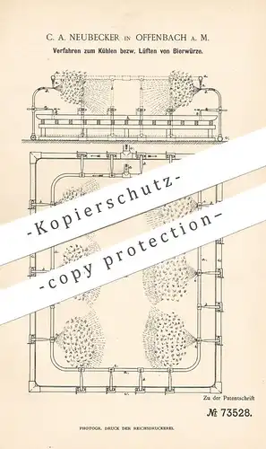 original Patent - C. A. Neubecker , Offenbach / Main , 1893 , Kühlen & Lüften von Bierwürze | Kühlung , Bier , Brauerei