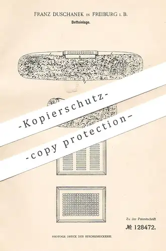 original Patent - Franz Duschanek , Freiburg , 1901 , Betteinlage | Bett , Betten , Matratze , Matte , Decke, Gummidecke