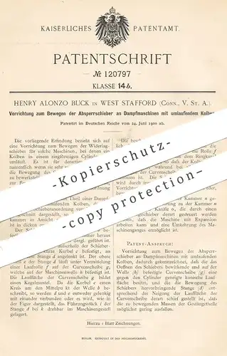 original Patent - Henry Alonzo Buck , West Stafford , Connecticut USA , 1900 , Absperrschieber an Dampfmaschinen | Motor