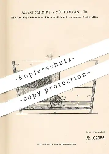 original Patent - Albert Schmidt , Mühlhausen , 1898 , Färbebottich mit mehreren Färbezellen | Gewebe färben | Stoff !!