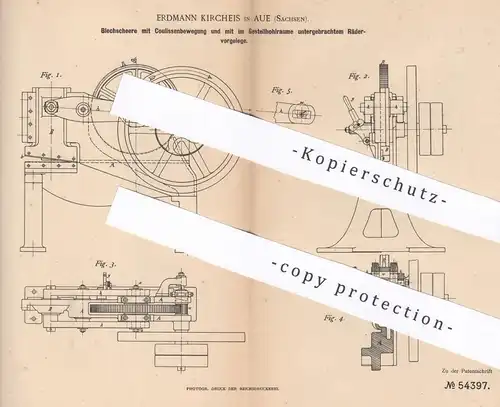 original Patent - Erdmann Kircheis , Aue / Sachsen , 1890 , Blechschere | Schere für Blech , Metall | Schlosser !!