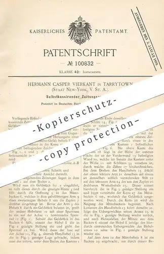 original Patent - Hermann Casper Vierkant , Tarrytown , New York , USA , 1897 , Automat für Zeitungen | Verkaufsautomat