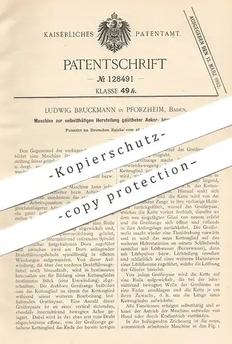 original Patent - Ludwig Bruckmann , Pforzheim , 1900 ,  Herst. gelöteter Ankerketten , Erbsketten | Kette , Ketten !!!