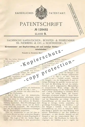 original Patent - Sächsische Kardätschen-, Bürsten- & Pinselfabrik Ed. Flemming & Co. Schönheide | Bürsten Stopfmaschine