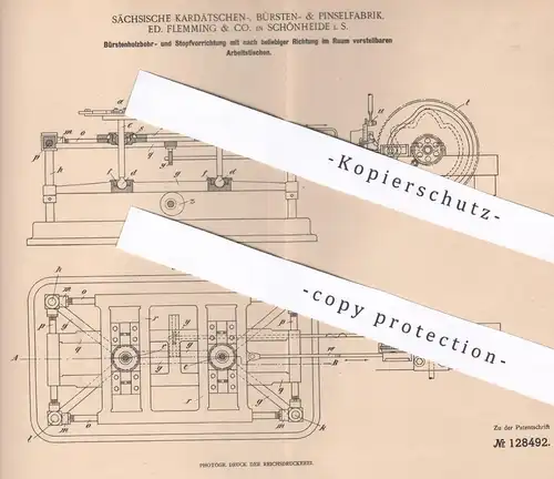 original Patent - Sächsische Kardätschen-, Bürsten- & Pinselfabrik Ed. Flemming & Co. Schönheide | Bürsten Stopfmaschine