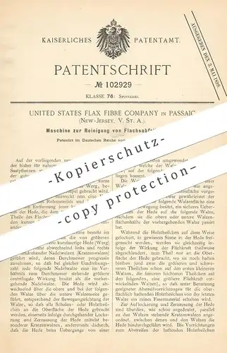 original Patent - United States Flax Fibre Company , Passaic New Jersey USA , 1898 , Reinigung von Flachsabfall | Flachs