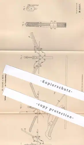 original Patent - Fr. Gross , Metz , 1887 , Messen der Trachtenstellung am Blocksattel | Sattel , Militär !!!