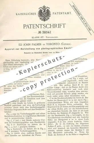 original Patent - Eli John Palmer , Toronto , Canada , Kanada | photographische Emulsionsplatten | Kamera , Fotograf