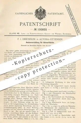 original Patent - F. J. Drechsler , Hamburg / Altona / Ottensen , 1897 , Auslesen der Körnerfrüchte , Kaffee | Getreide