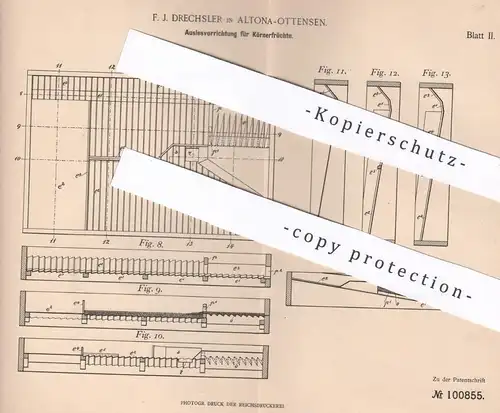 original Patent - F. J. Drechsler , Hamburg / Altona / Ottensen , 1897 , Auslesen der Körnerfrüchte , Kaffee | Getreide