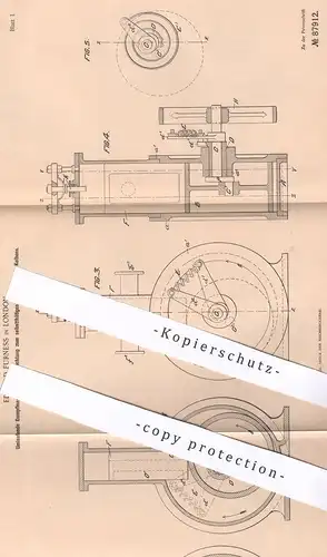 original Patent - Edward Furness , London , 1895 , Umlaufende Dampfmaschine | Kolben , Motor , Motoren , Kraftmaschine !