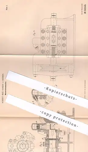 original Patent - Robert Max Sander , Bremen , 1890 , Wassersäulenmaschine | Wassermotor , Wasserkraft , Motor , Wasser