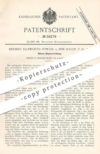 original Patent - Herbert Ellsworth Fowler , New Haven , USA , 1889 , Röhren biegen | Kupfer , Messing , Rohr , Rohre !