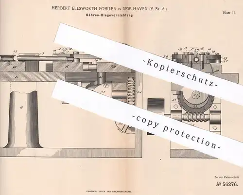 original Patent - Herbert Ellsworth Fowler , New Haven , USA , 1889 , Röhren biegen | Kupfer , Messing , Rohr , Rohre !