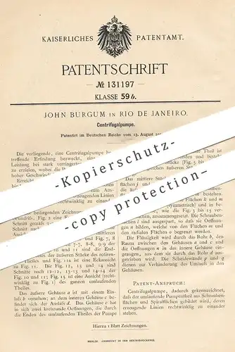 original Patent - John Burgum , Rio de Janeiro , Brasilien , 1901 , Zentrifugalpumpe | Pumpe , Pumpen , Zentrifuge !!