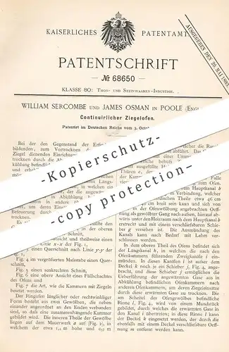 original Patent - William Sercombe , James Osman , Poole , England , 1891 , Ziegelofen | Ziegel - Ofen , Öfen , Ziegelei