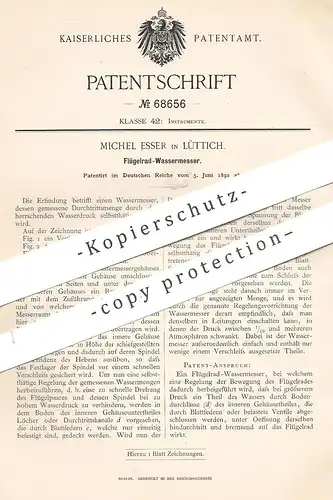 original Patent - Michel Esser , Lüttich , 1892 , Flügelrad - Wassermesser | Wasserdruck , Wasserrad , Wassermühle !!!