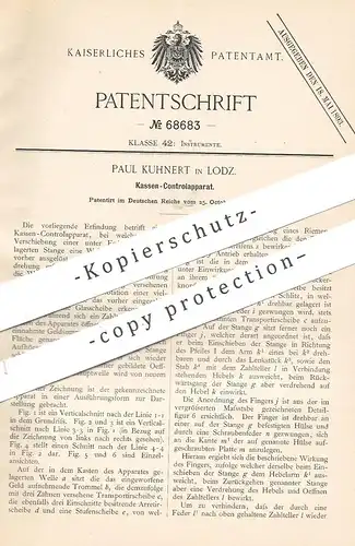 original Patent - Paul Kuhnert , Lodz , 1892 , Kassen-Kontrollapparat | Registrierkasse , Kasse , Kassen , Geld !!!