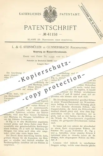 original Patent - L. & C. Steinmüller , Gummersbach , 1887 , Wasserröhrenkessel | Wasserkessel , Kessel , Dampfkessel !