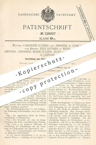 original Patent - Caroline Luther / Herpfer & Kinder , Goslar / Wien | 1901 | Fördern fester Stoffe | Beförderung | Gall