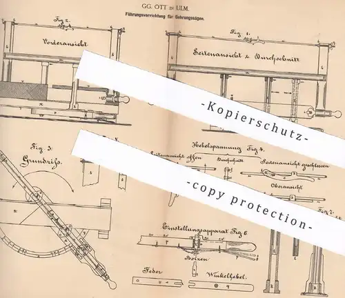 original Patent - GG. Ott , Ulm , 1888 , Führung für Gehrungssägen | Gehrung , Säge , Säge , Holz , Tischler