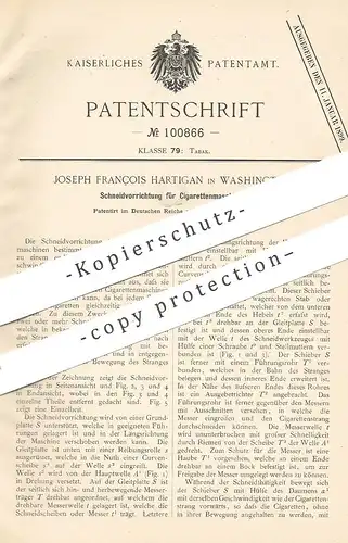 original Patent - Joseph François Hartigan , Washington , USA , 1897 , Schneidvorrichtung für Zigarettenmaschine | Tabak