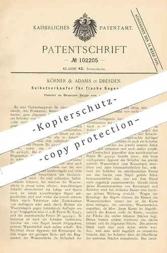 original Patent - Körner & Adams , Dresden , 1898 , Selbstverkäufer für flache Waren | Fahrkarten - Automat | Kasse
