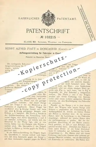 original Patent - Henry Alfred Ivatt , Doncaster , York , England , 1898 , Aufhängung f. Fahrräder in Eisenbahnen | Bahn